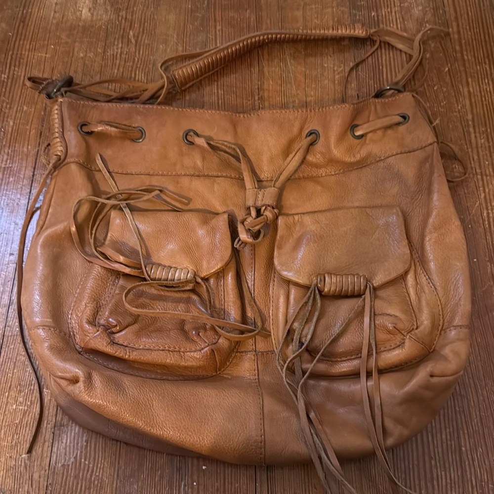Lucky Brand Large Slouchy Boho Hobo Leather Bag Vintage